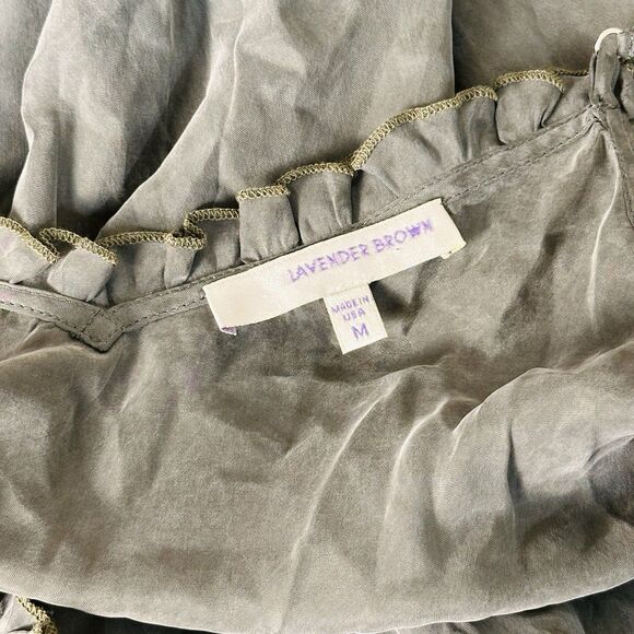 Womens Y2K Ruffle Trim Tank Top Size M Gray Cupro Romantic Grunge Soft Girl Cami - Picture 6 of 11